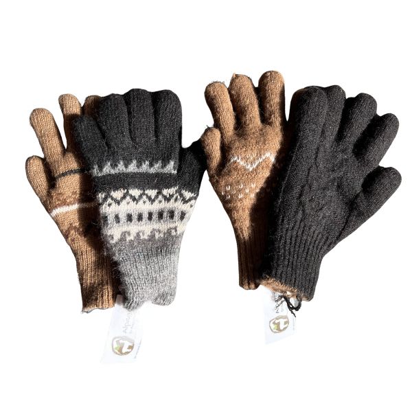 Gants unisexes réversibles en laine d'alpaga