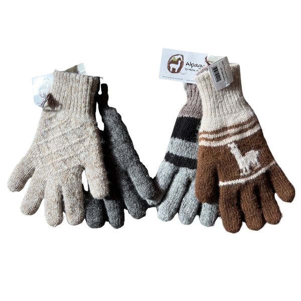 Gants unisexes réversibles en laine d'alpaga