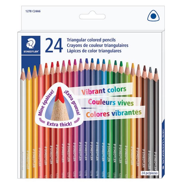 Crayon de couleur en bois triangulaire Staedtler (boîte de 24)