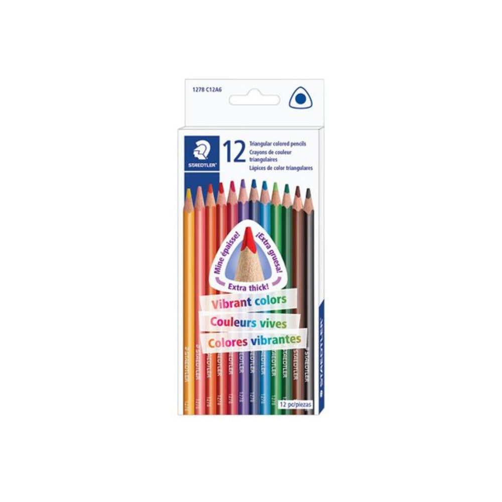 Crayon de couleur en bois triangulaire Staedtler (boîte de 12)