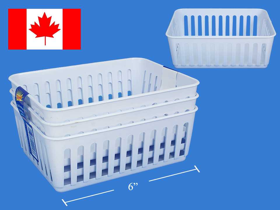 Panier en plastique 6 po x 4,75 po (paquet de 3)