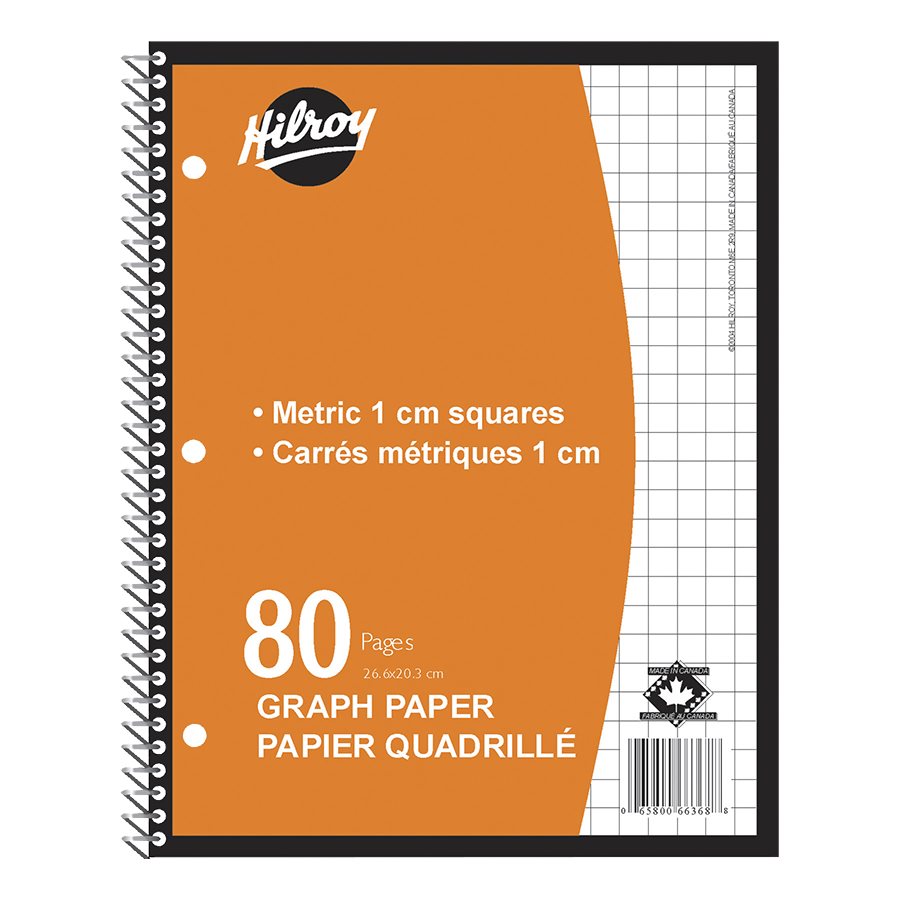 Cahier spirale quadrillé (1 cm) 8 po x 10,5 po 80 pages Hilroy orange