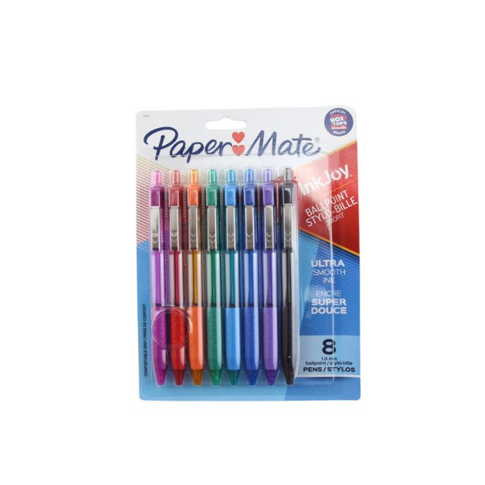 Stylo rétractable Papermate Inkjoy (paquet de 8)