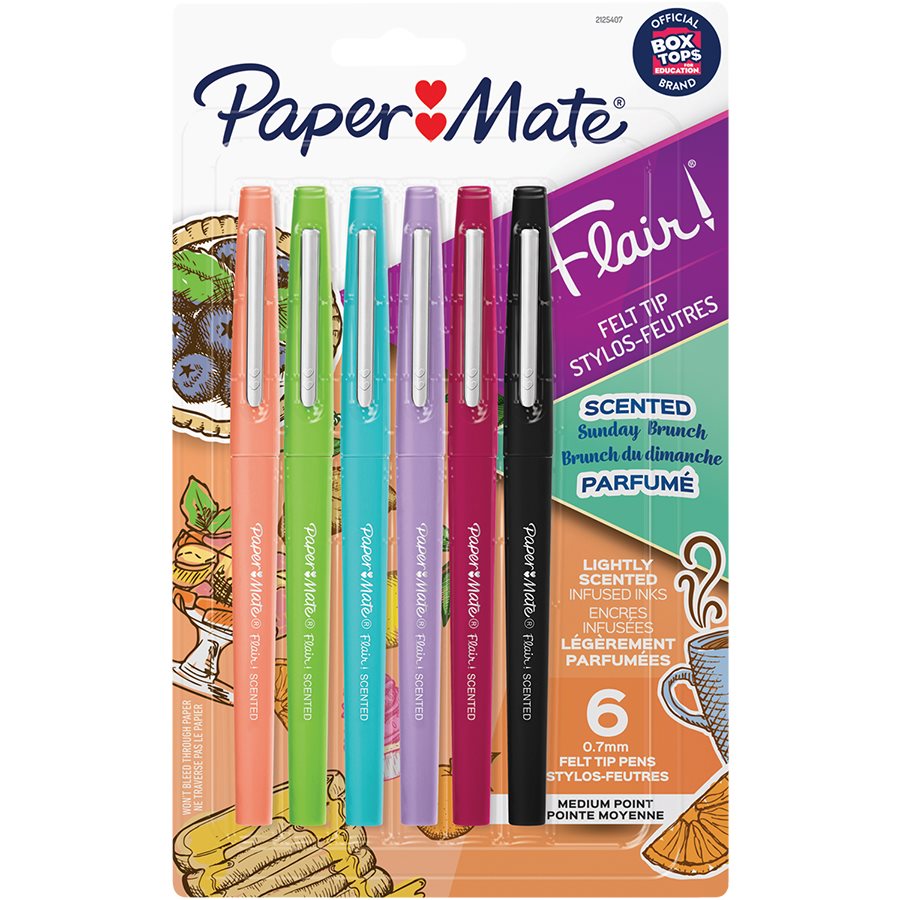 Crayon feutre 0,7 mm Papermate Flair parfumé (paquet de 6)