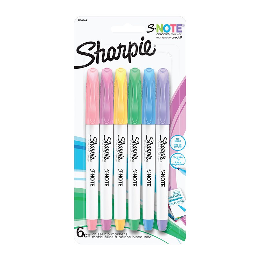 Marqueur Sharpie S-Note pastel (paquet de 6)