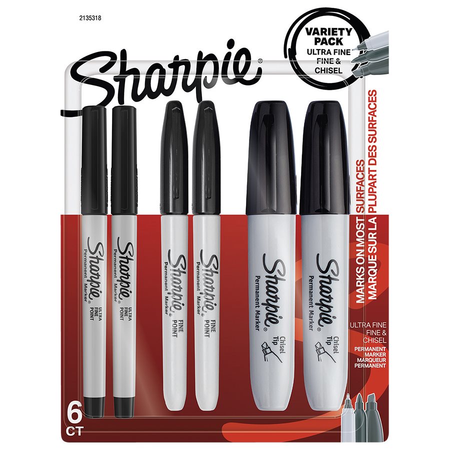 Marqueur permanent Sharpie noir (paquet de 6)