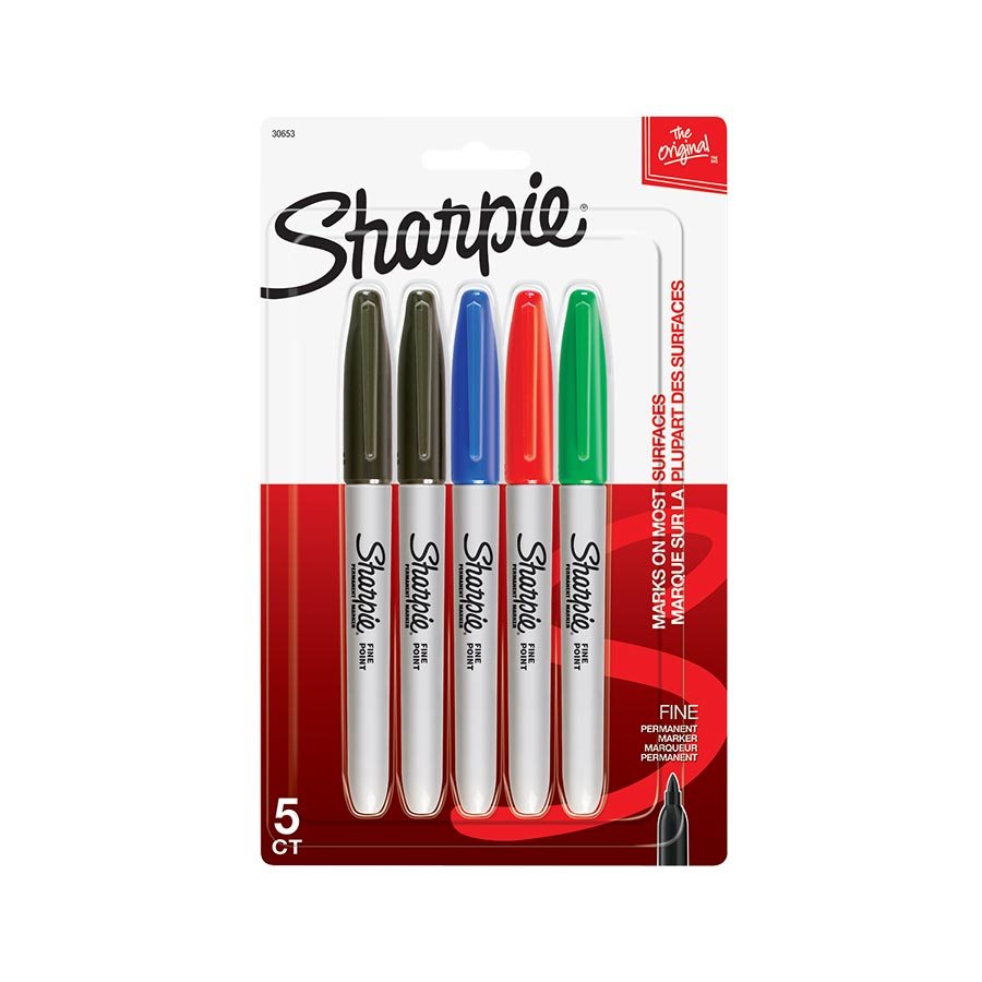 Marqueur permanent pointe fine Sharpie (paquet de 5)