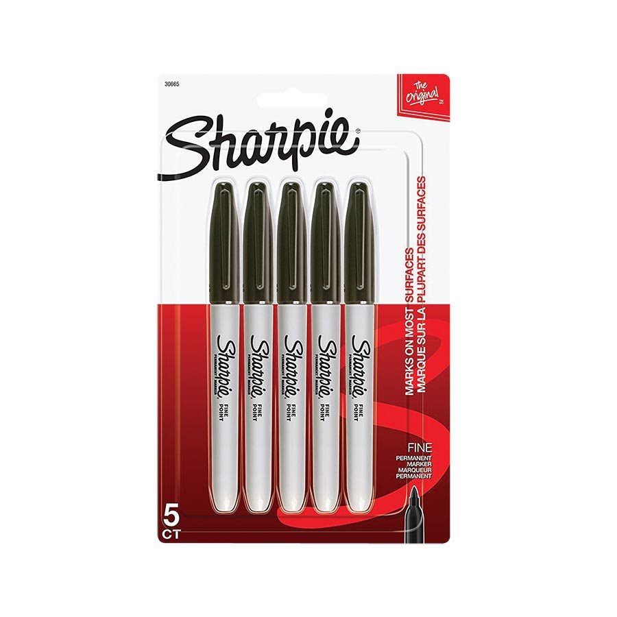 Marqueur permanent pointe fine Sharpie noir (paquet de 5)