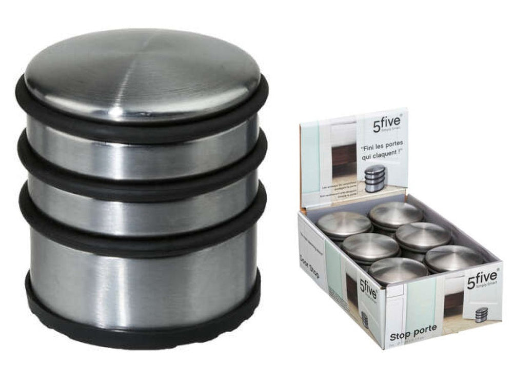 Butoir de porte en acier inoxydable et caoutchouc noir