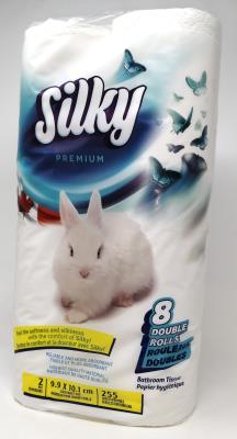 Papier hygiénique 2 épaisseurs Silky (8 rouleaux x 245 feuilles)