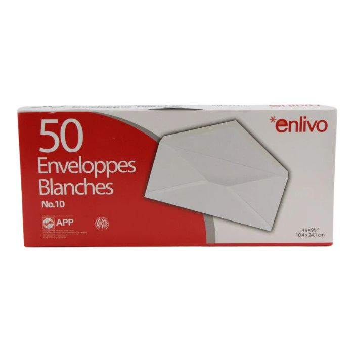 Enveloppe blanche APP no.10 4 1/8 po x 9 1/2 po (boîte de 50)