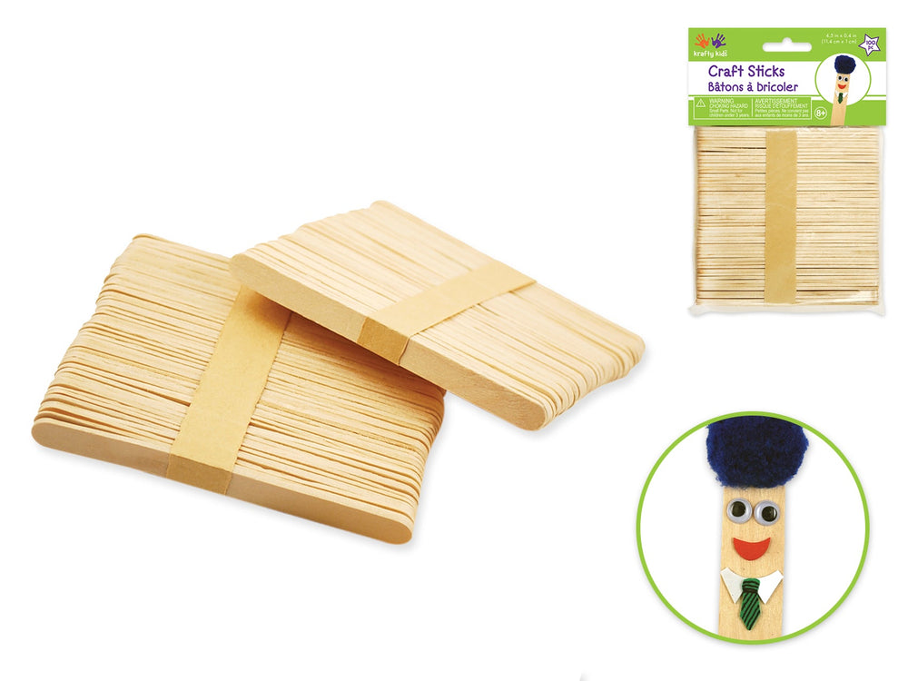 Bâton de bois 4,5 po x 0,38 po naturel (paquet de 100)