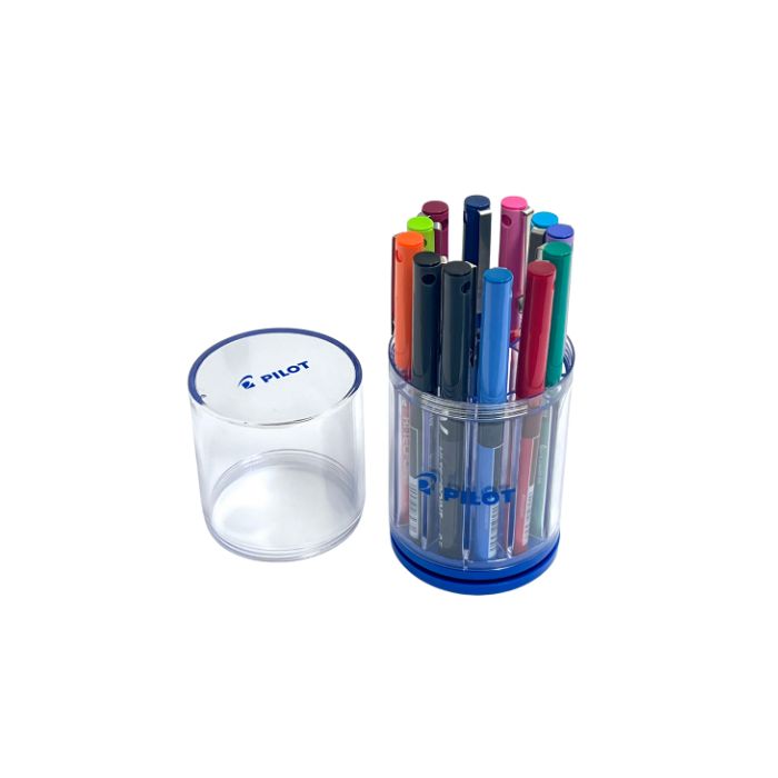 Porte-crayon rotatif avec 12 stylos Pilot V5 Hi-Tecpoint
