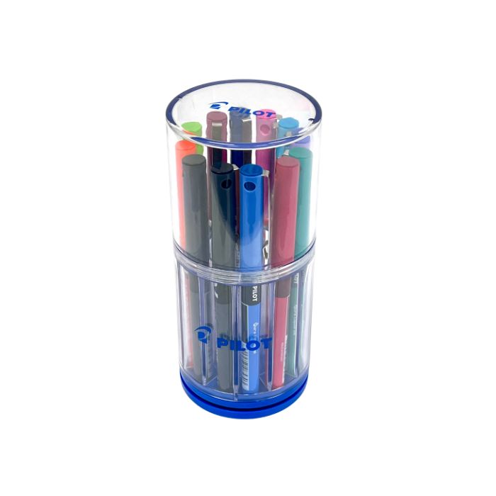 Porte-crayon rotatif avec 12 stylos Pilot V5 Hi-Tecpoint