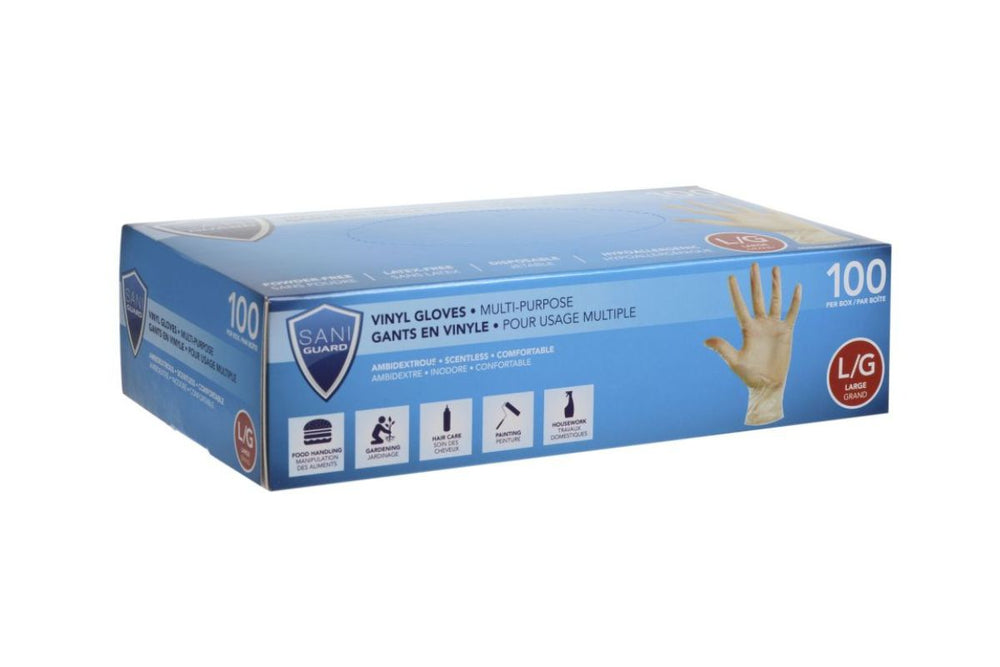 Gant en vinyle jetable transparent Sani Guard (paquet de 100)