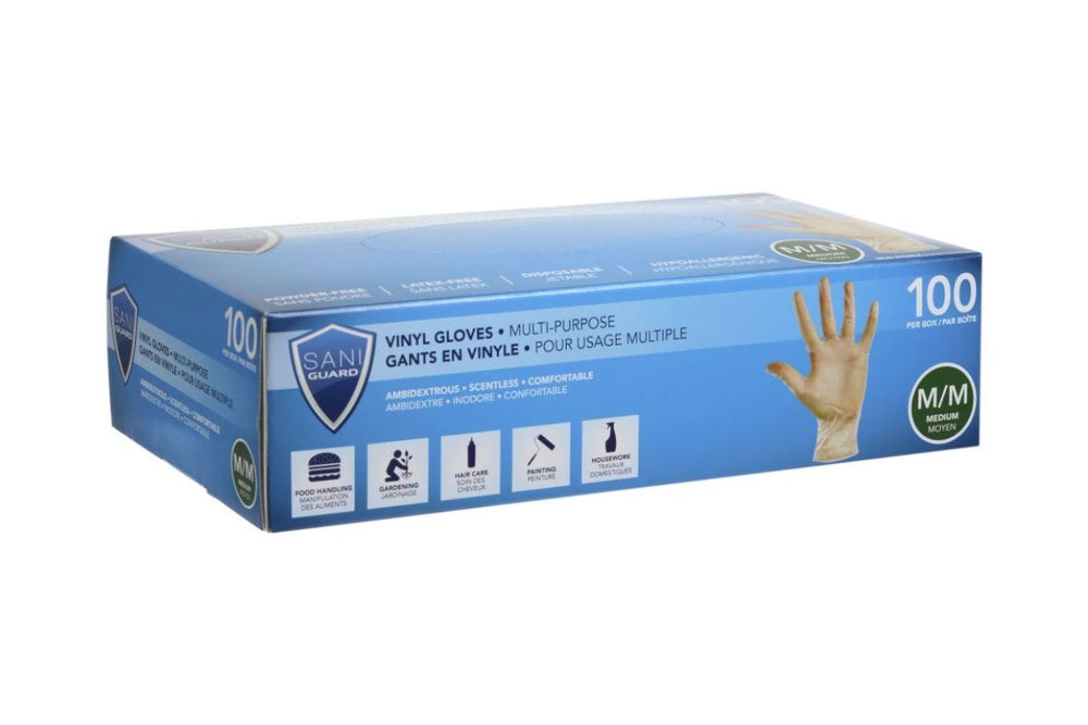 Gant en vinyle jetable transparent Sani Guard (paquet de 100)