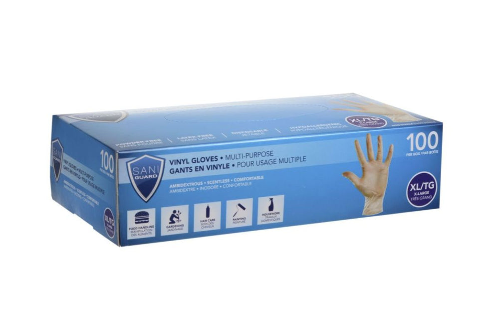 Gant en vinyle jetable transparent Sani Guard (paquet de 100)